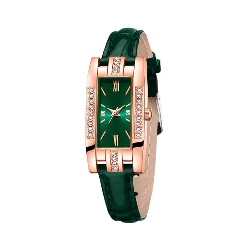 Green Women’s Quartz Watch Jewelry Gift Set-0