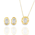 Two Tone Wavy Round Charm Jewelry Set (G229A)-0