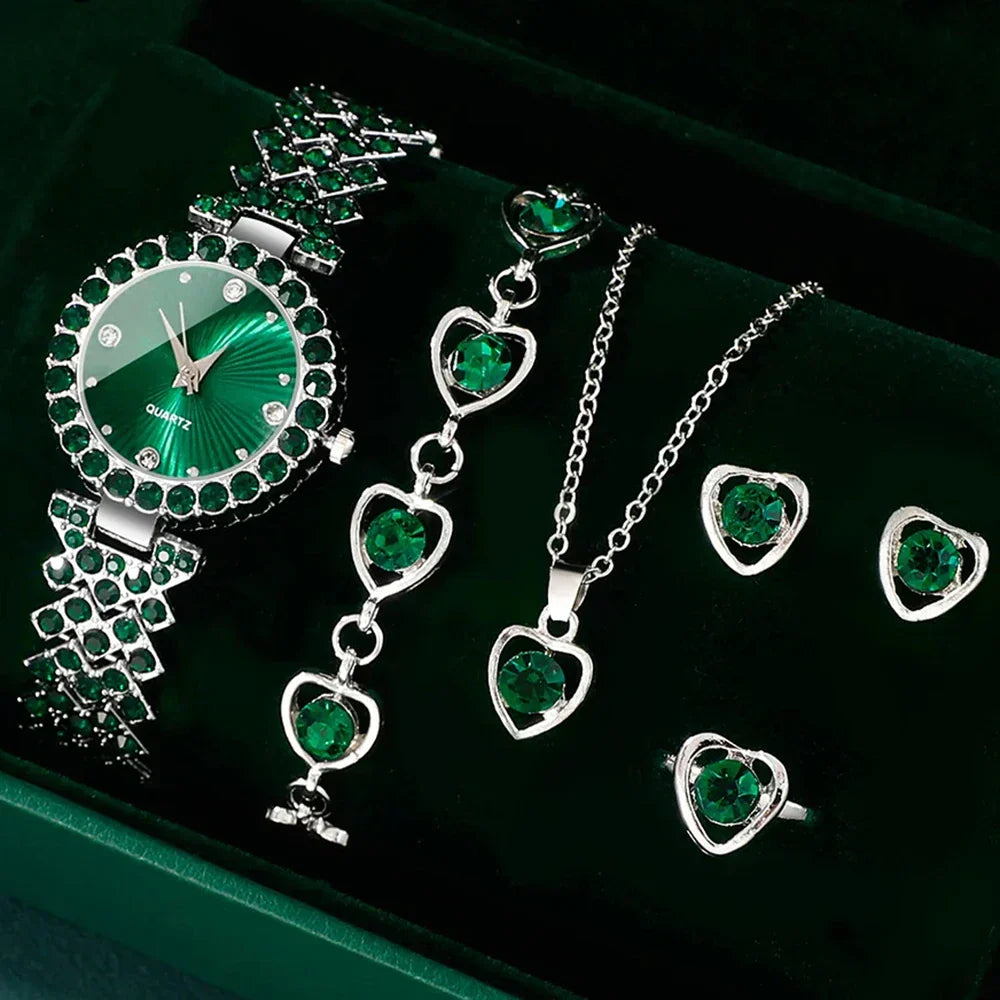 Women's Luxury Watch Jewelry Set with Heart Accents-2