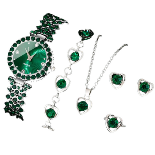 Women's Luxury Watch Jewelry Set with Heart Accents-0